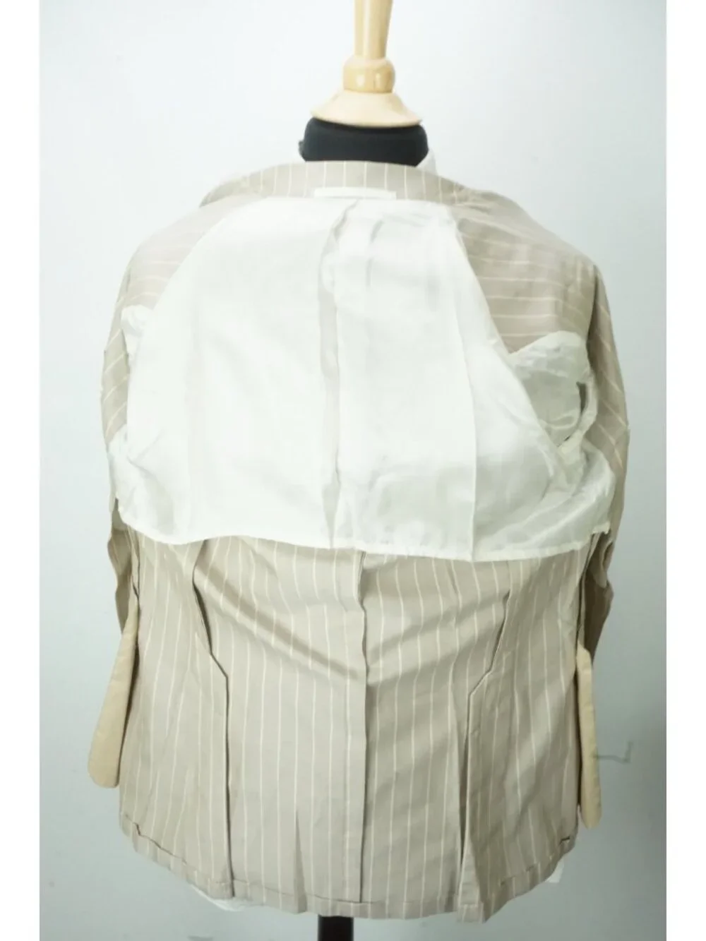 Patos Sartoria x Zegna Silk Skin Beige Striped 2 Pc Suit Jacket Pants 48 EU NEW